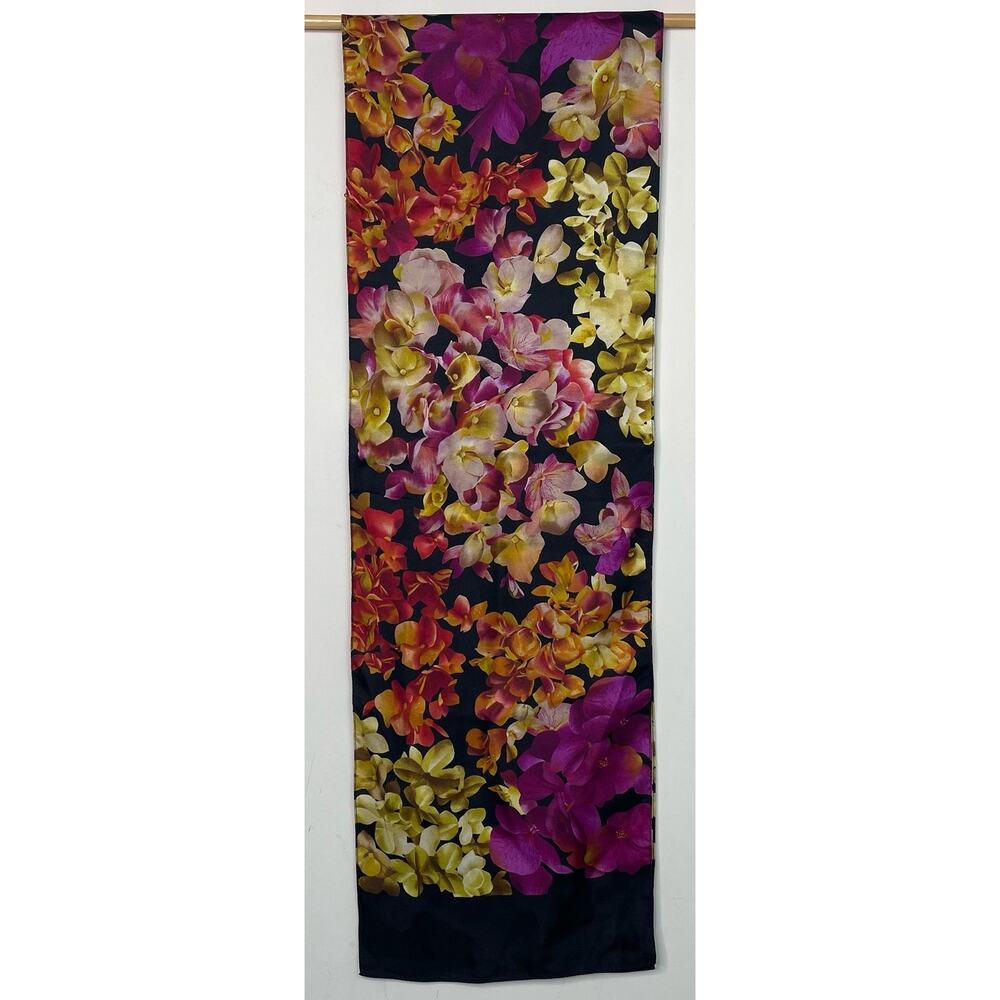 Echo Hydrangea Floral Silk Long Rectangular Scarf - image 3